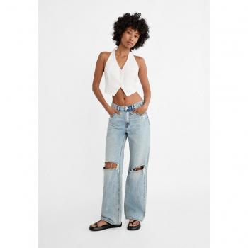 Stradivarius D92 Straight Wide Leg Blue Denim Jeans