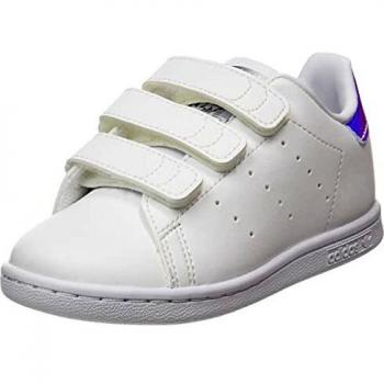 Adidas Originals Stan Smith Crib - Zapatillas para Bebés en Blanco, Diseño Tipo Casco con Logotipo y Doble Velcro