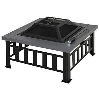 Outsunny Brasero Exterior de Metal Multifuncional Tipo Calentador 3 en 1 como Pozo de Fuego/BBQ/Cubo de Hielo para Terraza Patio y Jardín 86x86x54 cm