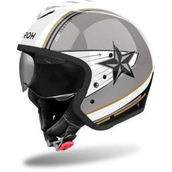Airoh Casco Integral J 110 Command Purpurina Dorada y Airoh J110 Command Casco Jet - Negro Gris Blanco (S)