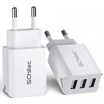 Cargador USB de Pared 3 Puertos Cargador USB 15W/ 3A Cargador Móvil Adaptador de Corriente para Enchufe USB de Viaje en el hogar para iPhone 11 Pro MAX XS MAX XR iPad Pro Air Mini Samsung LG -Blanco