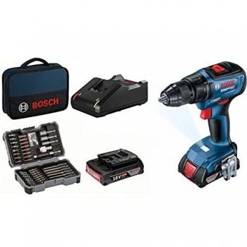 Taladro Atornillador Inalámbrico Bosch GSR 18V-50 - 2 Baterías de 2.0Ah, Par de Apriete de 50Nm, Set de 43 Accesorios y Mal