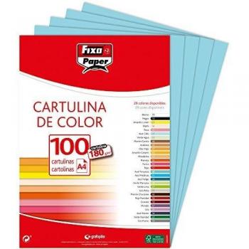 Fixo paper 11110436 z paquete de cartulinas a4 z 100 unidades color azul turquesa 180g