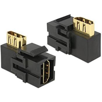 Adaptador Keystone HDMI Hembrado 90° Negro