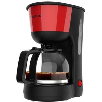 Cafetera de Goteo Taurus Verona Vintage Roja 1000W, 12 Tazas, Jarra de Cristal Graduada, Depósito de Agua Visible, Filtro Reutilizable, Auto Apagado, Placa Calef