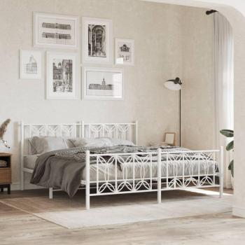 Cama metálica pediátrica blanca con cabecero y pie, dimensiones 183x213 cm