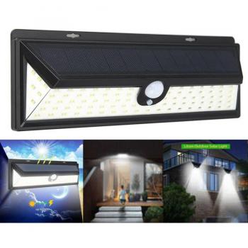 Faro Solar 118 LED con Sensor de Movimiento y Foco Crepuscular 30W