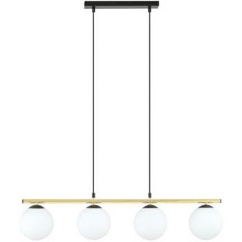 Lámpara de Suspensión Alora - Acero con recubrimiento de polvo y vidrio, Negro, Oro, Blanco - 85x100x14 cm