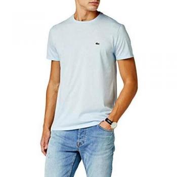 Camiseta Lacoste Pima Manga Corta Regular Fit Azul Pastel - Talla S