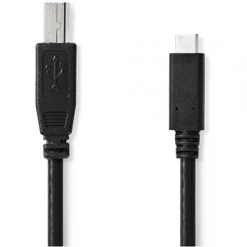 Cable USB 2.0 Tipo C Macho a Tipo B Macho, 1 m, 480 Mbps, Niquelado, PVC Negro