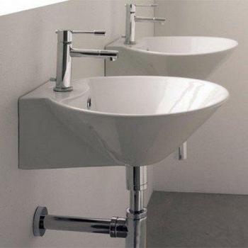 Scarabeo 8010/R-One Hole Cono Round Ceramic Wall Mounted/Vessel Sink, White