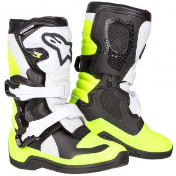 Alpinestars Tech 3S Kids Offroad Boots Black/White/Fluorescent Yellow