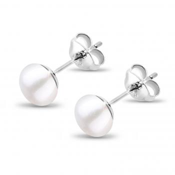 Pendientes de perlas de agua dulce blancas en plata esterlina 925