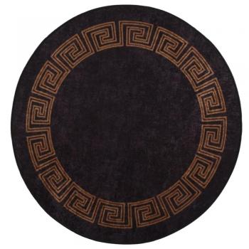 Alfombra Lavable Antideslizante Negro y Dorado Φ120 cm