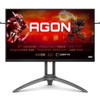 AOC Monitor AGON AG273QX - 27 QHD, 165 Hz, 1ms, VA, FreeSync Premium Pro, 2560x1440, 400cd/m, HDMI 2x2.0, Displayport 2x1.4, Color Negro