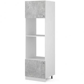 Mueble despensa universal R-Line, Hormigón/Blanco, 60 cm con estantes abiertos y puertas