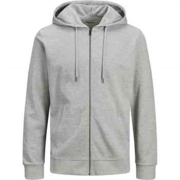 Jack & Jones Men's Basic Zip Hoodie Regular Fit Light Grey Melange