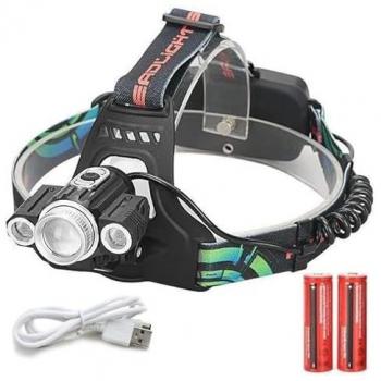 Linterna Frontal Recargable Outdoor 10000LM 3X XM-L T6 para Cabeza y Bicicleta