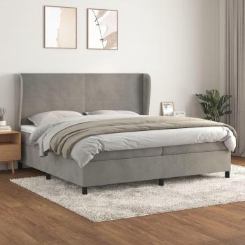 Cama box spring de muelles con colchón gris claro 200x200 cm terciopelo