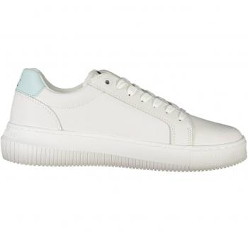 Chic White Lace-Up Sneakers with Logo Detail - Women's Size 8 US / EU38, Chunky Cupsole Design