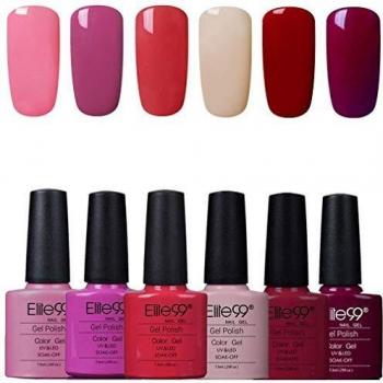 Elite99 Esmaltes Semipermanentes de Uñas en Gel UV LED, 6pcs Kit de Esmaltes de Uñas en Gel Soak Off 002