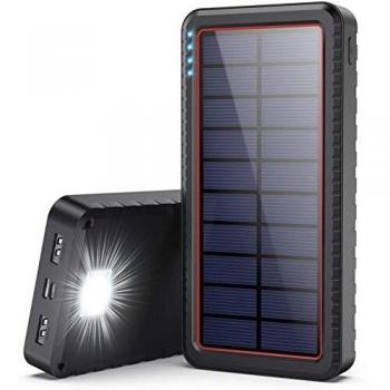 Dywill Cargador Solar 26800mAh, Batería Externa Solar con Entrada Tipo C y 2 Salidas USB, Power Bank Solar de Carga Rápida con Linterna LED para iPhone Android iPad Cámara, Actividades Al Aire Libre