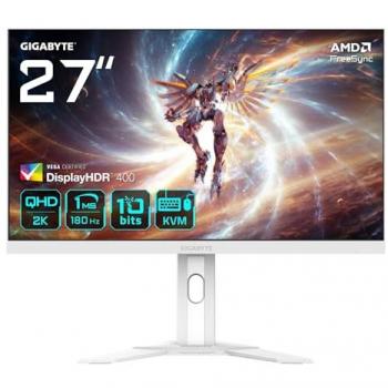 Monitor Gaming Gigabyte M27QA 27 QHD 180Hz, resolución 2560 x 1440 (QHD), tiempo de respuesta de 1ms, brillo de 350 CD/m², tecnología FreeSync, compatible con