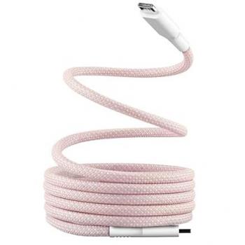 Cable Magnético USB-C a USB-C 1,5m Rosa con Carga Rápida 60W y Funda Antinudos