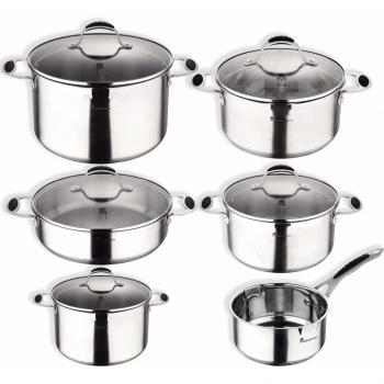 Masterpro Pk1682 Set 6 Piezas + 5 Tapas de Vidrio Gravity, Acero Inoxidable, Multicolor