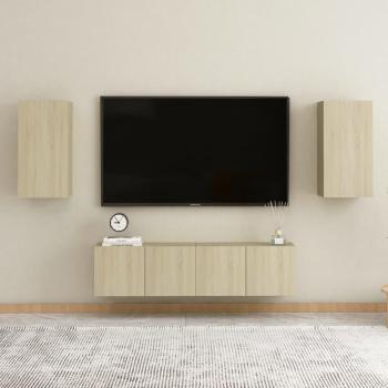 Juego de muebles para puerta de TV 4 piezas Sonoma Wood Oak Multilayer