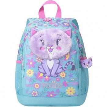 Mochila Escolar Pequeña de Gatita y Flores - Tropyglam