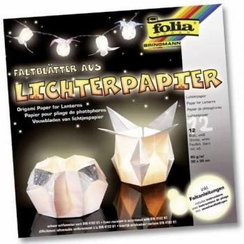 Papel Ligero para Origami 80g/m² 30x30cm 12 Hojas Blanco