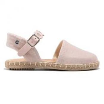 Alpargatas de niña Conguitos con cierre hebilla y cuña de yute en color rosa con strass (Talla 29)