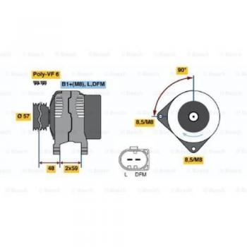 Alternador BOSCH 0 986 045 360 - 14V, 150A para Volkswagen, Dodge, Jeep y Ford