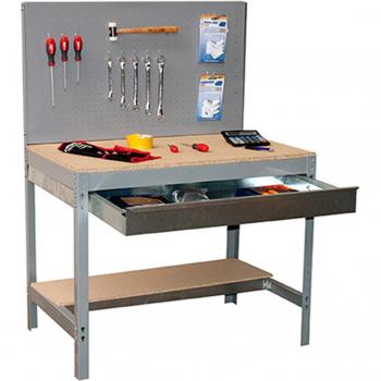 Banco de Trabajo Taller SimonRack BT2, Capacidad Carga 600 kg, Dimensiones 1445x1210x610 mm, Mesa de Trabajo con 1 Cajón, Color Gris/Madera