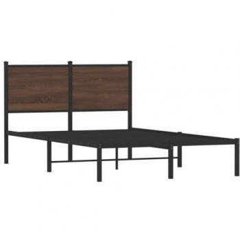 Estructura de cama con cabecero de metal marrón roble 120x190 cm