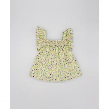 Blusa de algodón con estampado de amapolas amarillas