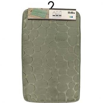 Tendance - Alfombra de baño verde caqui de microfibra con memoria de forma 50 x 80 cm