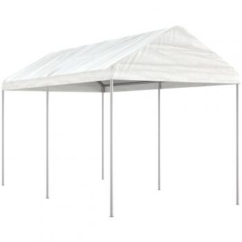 Cenador Gazebo con techo de polietileno blanco 4,46x2,28x2,69 m