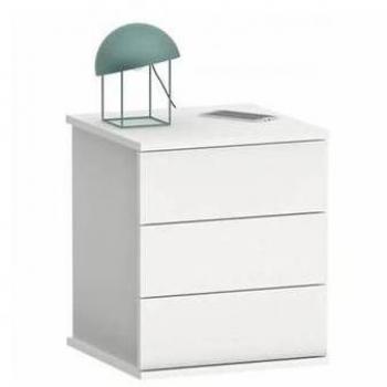 Mesita de Noche Dana Color Blanco 3 Cajones Dormitorio Habitación Estilo Moderno Mueble 49x41x40 Cm