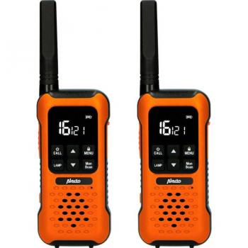 Walkie Talkie Alecto FR300OE - Alcance de 10 km, Anti-chocs, IPX7, Set de 2 unidades, Color Naranja/Negro
