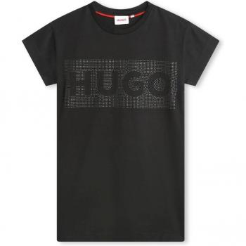 Hugo - Vestido corto de niña de algodón con tachas G00084