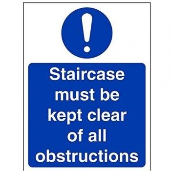 vsafety 18052 an-sescalera debe estar clara de todos los obstáculos obligatorio signos, vinilo autoadhesivo, vertical, 150 mm x 200 mm), color azul