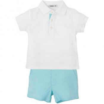 Conjunto de bebé niño en color verde en tejido liso