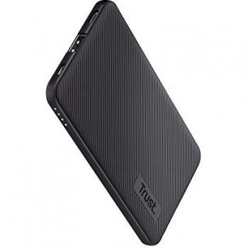 Trust Mobile Primo Batería Externa Carga Rapida 5000mAh, Power Bank Ultrafino Sostenible USB-C 3 A, 23 Horas Extra, 2 Entradas, Tablet, Negro