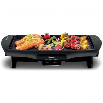 Plancha de Asar Compacta Tefal CB500512, 1800W, Superficie Antiadherente, Compatible con Lavavajillas, Tamaño 25 x 35 cm - Negro