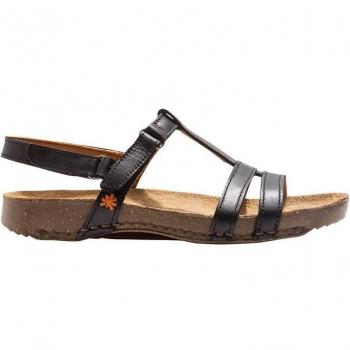 Sandalias de piel I Breathe negro con cierre ajustable y suela flexible