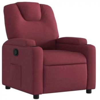 Sillón reclinable de tela rojo tinto con respaldo y reposabrazos, ideal para salón y descanso