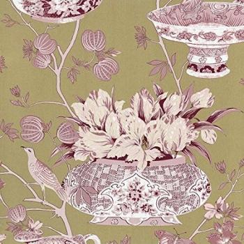 Equipo DRT 17952 Papel Pintado, con diseño cerámica Oriental, Oro