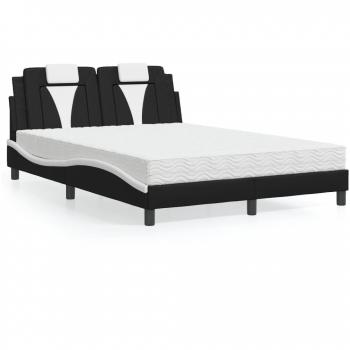 Cama con colchón de cuero sintético negro y blanco 120x200 cm Vidaxl